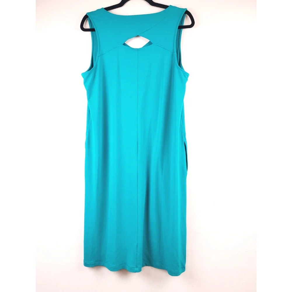 J. Jill Wearever Collection Womens Medium Dress Stretch Knit Pockets Aqua Travel